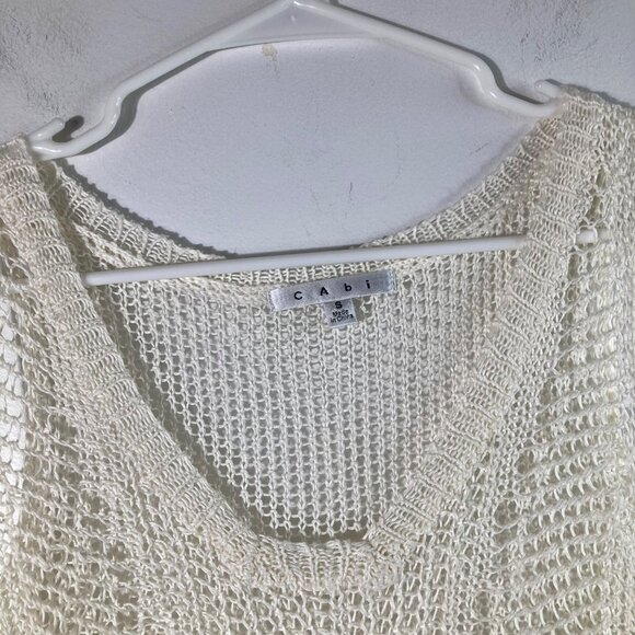 Womens Cabi Open Knit Linen Tank Top Cream S Linen - Picture 3 of 8
